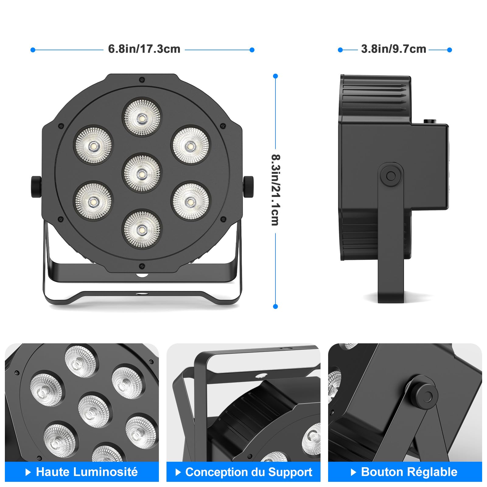4PCS RGBW 7 Par LED Éclairage de Scène, Lumière Scène DMX Effets de Lumière Disco avec Télécommande et Activation Sonore pour DJ Lumière de Soirée Bar Concert Halloween Noël