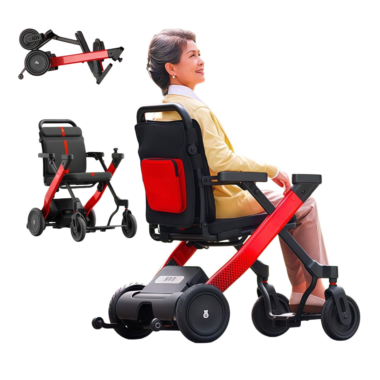 Silla De Ruedas Eléctrica,Scooter De Movilidad Inteligente con Asistencia Eléctrica Totalmente Automático para Personas Mayores,Silla De Ruedas Eléctrica para Viajes Y Uso Diario.