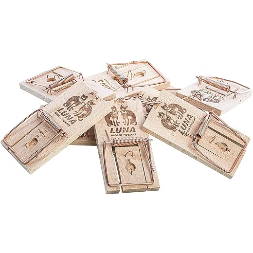 NEUSTANLO | 10er Pack Mäusefallen aus Holz | Schlagfalle, Schnappfalle | Hohe Schlagkraft | Leicht zu verwenden | Made in Germany