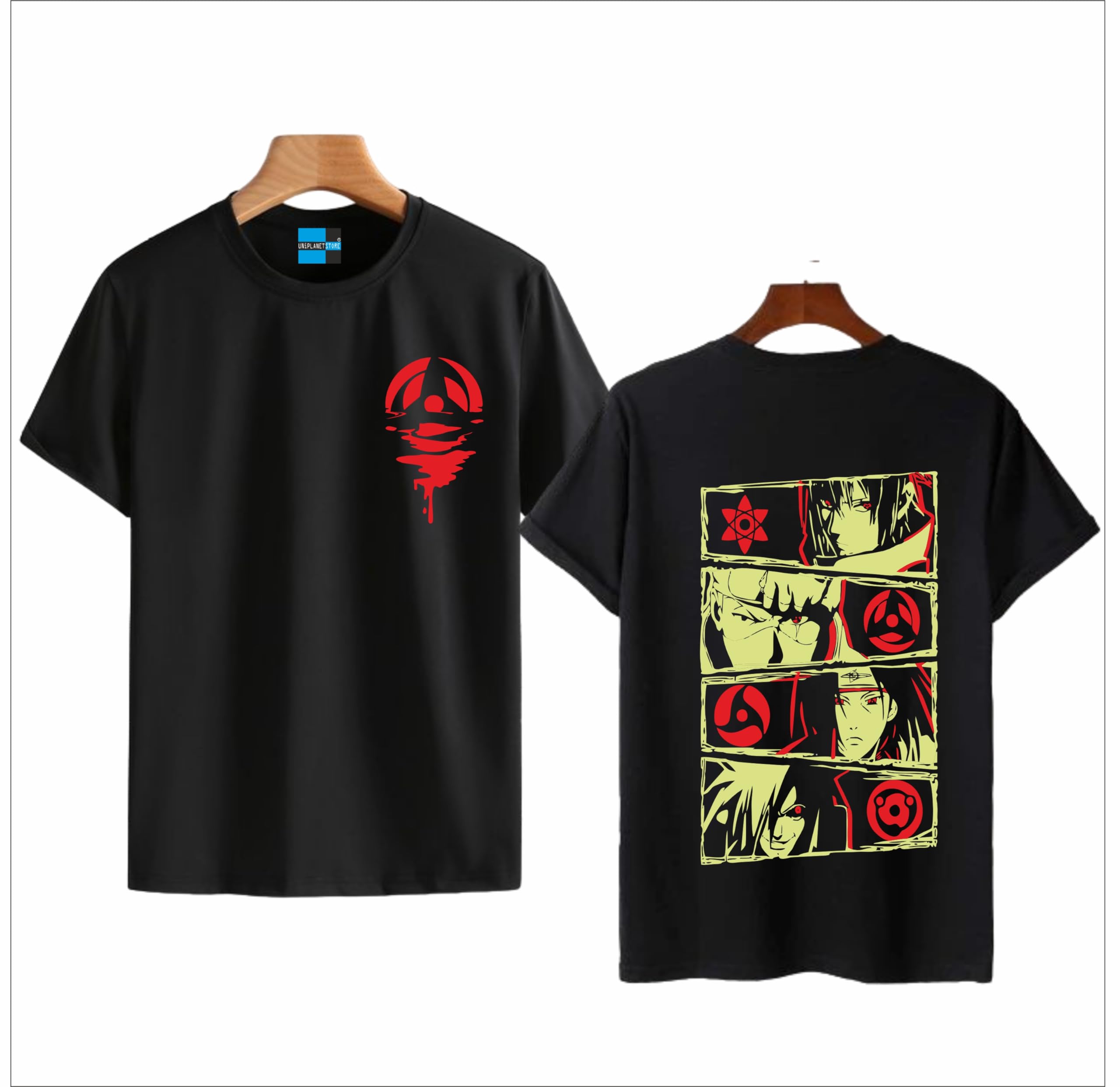 Uniplanet Store Camiseta de algodón de media manga, ajuste normal, color negro, Five Anime Story, camiseta para niña, estampado en la espalda