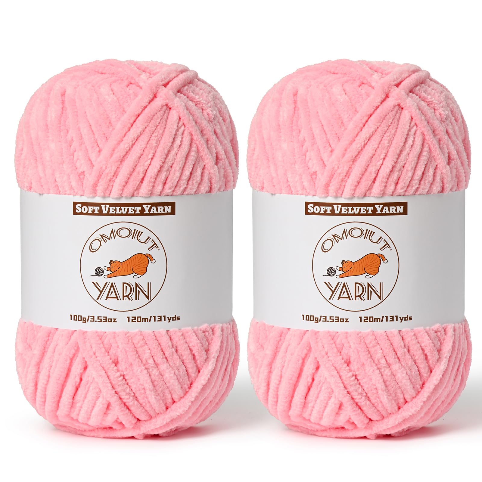 2 Pack Pink Fluffy Velvet Yarn for Crocheting,Chunky Chenille Baby Blanket Yarn for Crochet,Soft Fuzzy Puzzle Yarn for Knitting,(100g/3.53oz Each) Bulky Thick Amigurumi Crochet Yarns