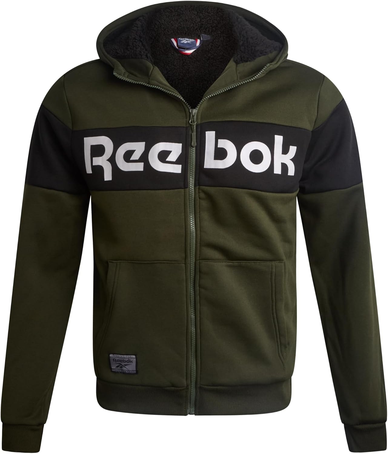 Reebok Mens Sherpa Hoodie - Active Performance Softshell Fleece Warm Outdoor Sherpa Lined Hoodie Zip Up Sweatshirt for Men - Image 2
