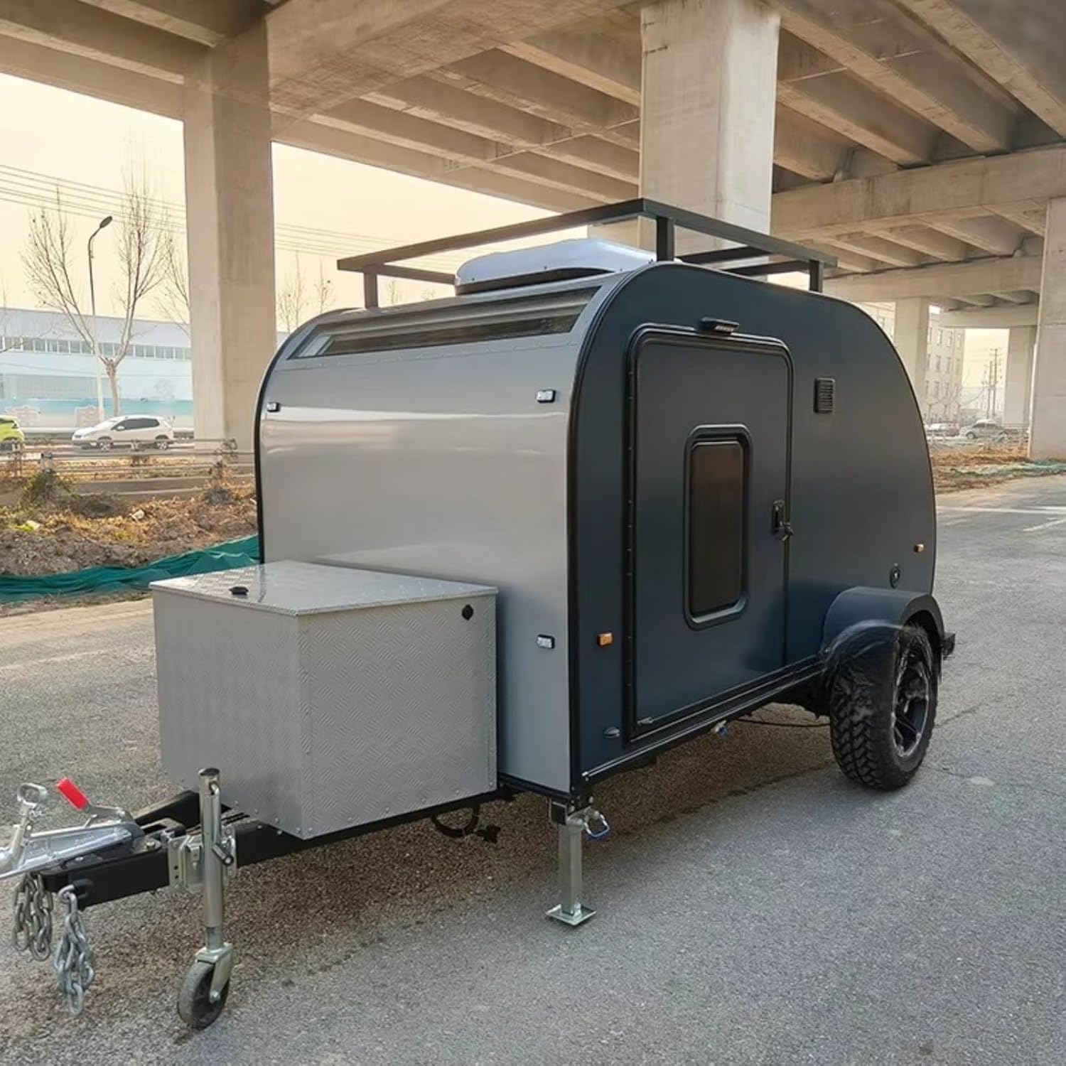 Mini Camper Trailer for Sale, Fully Equipped with Sink, Storage Cabinets, and Bed, Suitable for Outdoor Camping and Living, Providing Protection from Wind and Rain