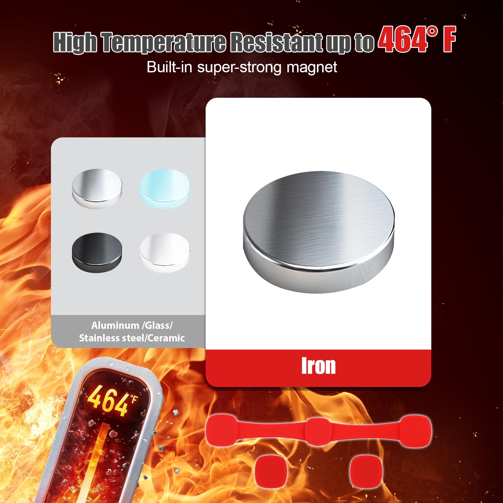 12 stuks Airfryer-magneten voor bakpapier, siliconen magneten, gesp voor heteluchtfriteuse, 4 siliconen strips, 8 gespen, vasthouden van perkamentpapier, herbruikbare airfryer-accessoires, rood