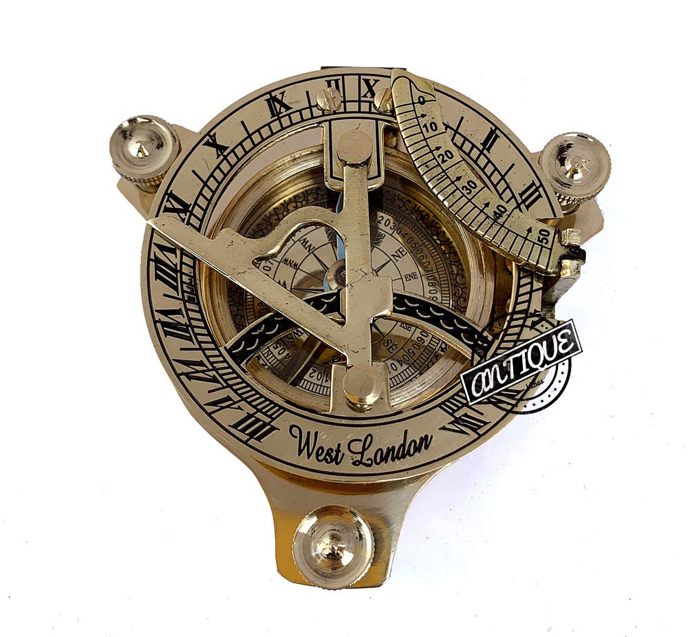 AV Brass Sundial Compass Maritime Pocket Sun Watch Compass Hiking/Travel/Camping Gifts