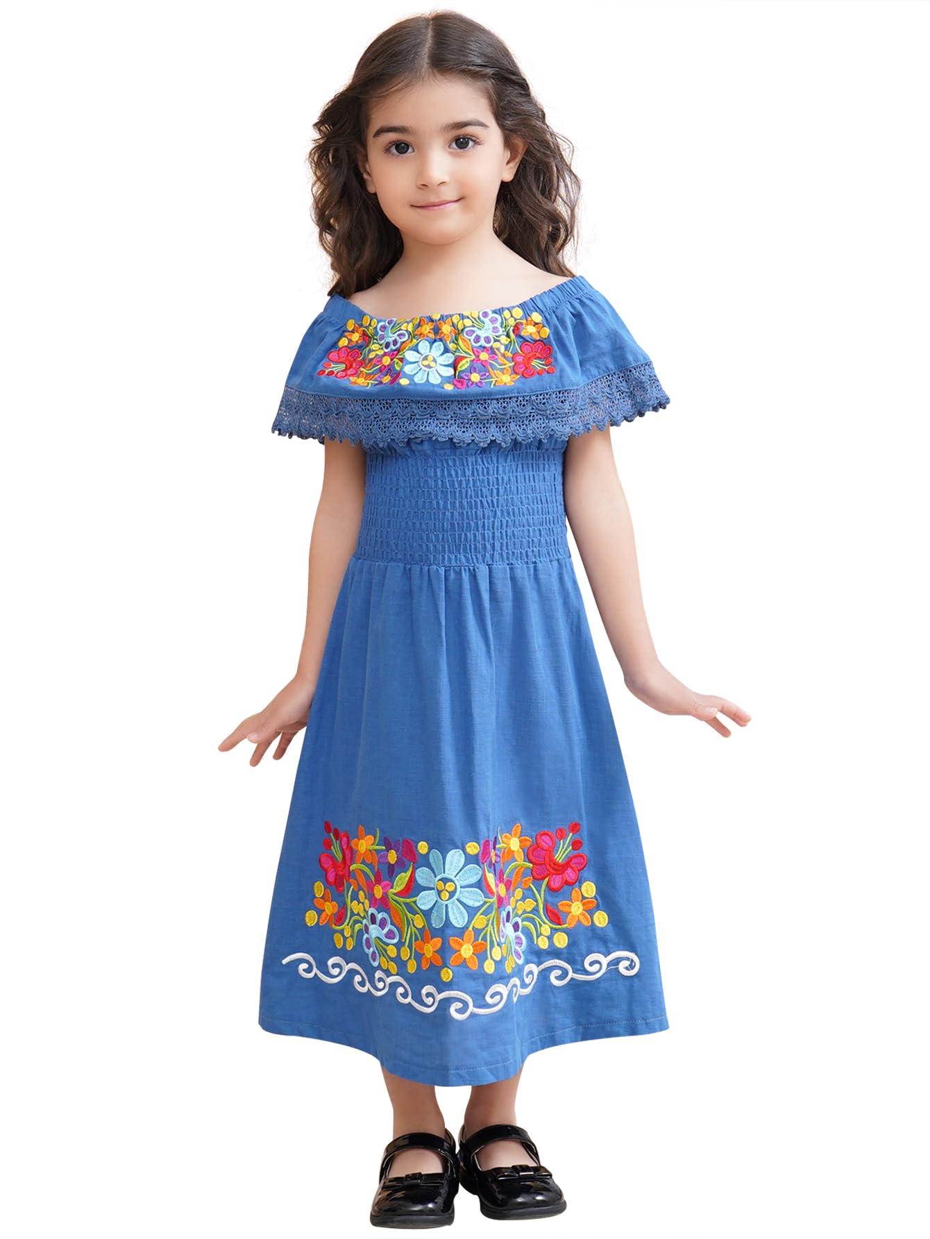 Mexican Dress for Girls Traditional Vestidos Mexicanos Cinco de Mayo Embroidered Dresser Toddler Kids