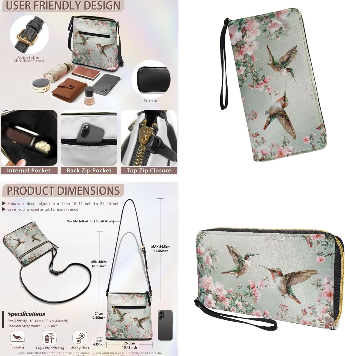 Shoulder Bag Satchel Purse Set for Women Trendy, Crossbody Bag Hobo Handbags and Wallet Set for Travel Shopping Work