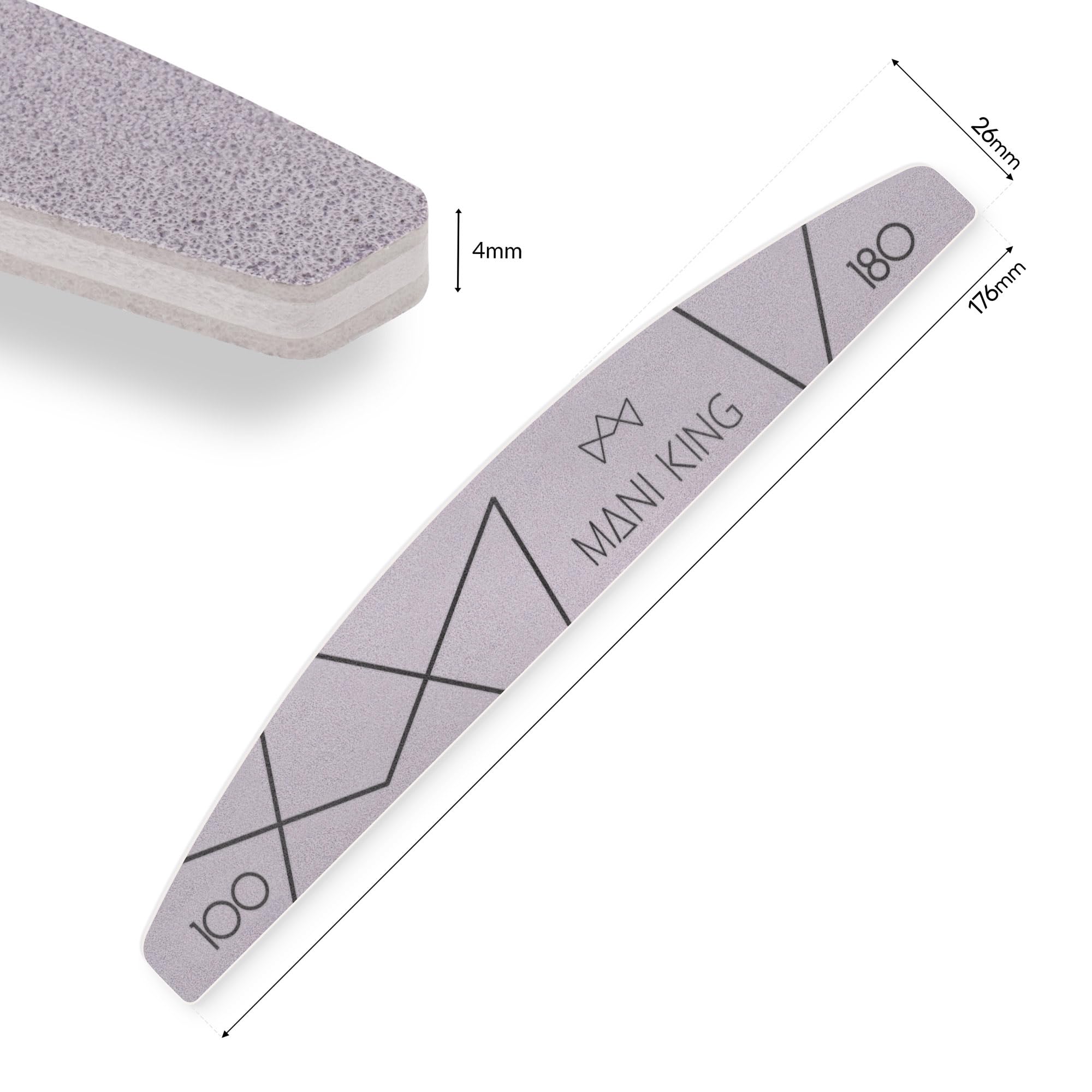Lima per unghie 100/180-100 pezzi – Mezzaluna – Lima grossa – Double Face – Lima per unghie in gel – Diverse forme – Per lo studio professionale manicure