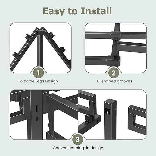 Miniatura 8 de Base de cama tamaño Queen NKZ de 14 pulgadas, marco de cama metálico y somier 2 en 1 con plataforma de patas redondeadas, marco reforzado de metal