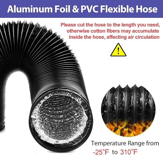 Dryer Vent Hose For Tight Space,Indoor Dryer Vent, Dryer Hose Vent Kit,90 Degree Dryer Vent Elbow,Dryer Vent Connector Kit,Dryer Vent Duct, Dryer Vent Adapter, Dryer Vent Vacuum Hose Attachment