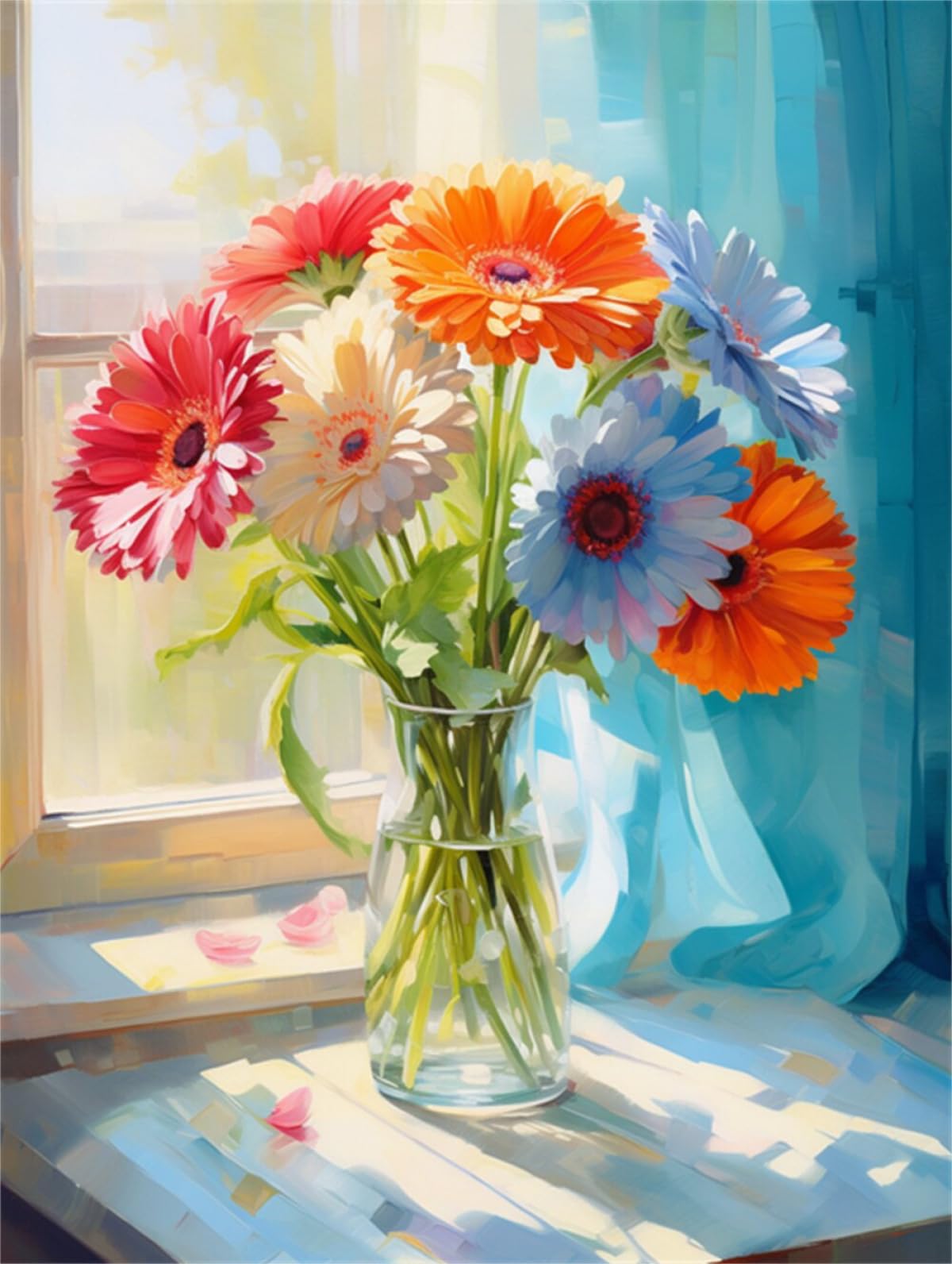 Diy Kit Punto Croce Con Perline Kit Di Ricamo Con Perline Di Crisantemi Colorati Fiori In Un Vaso Kit Di Ricamo Con Perline Fai Da Te Per Principianti Set Di Ricamo A Punto Croce 30x40cm