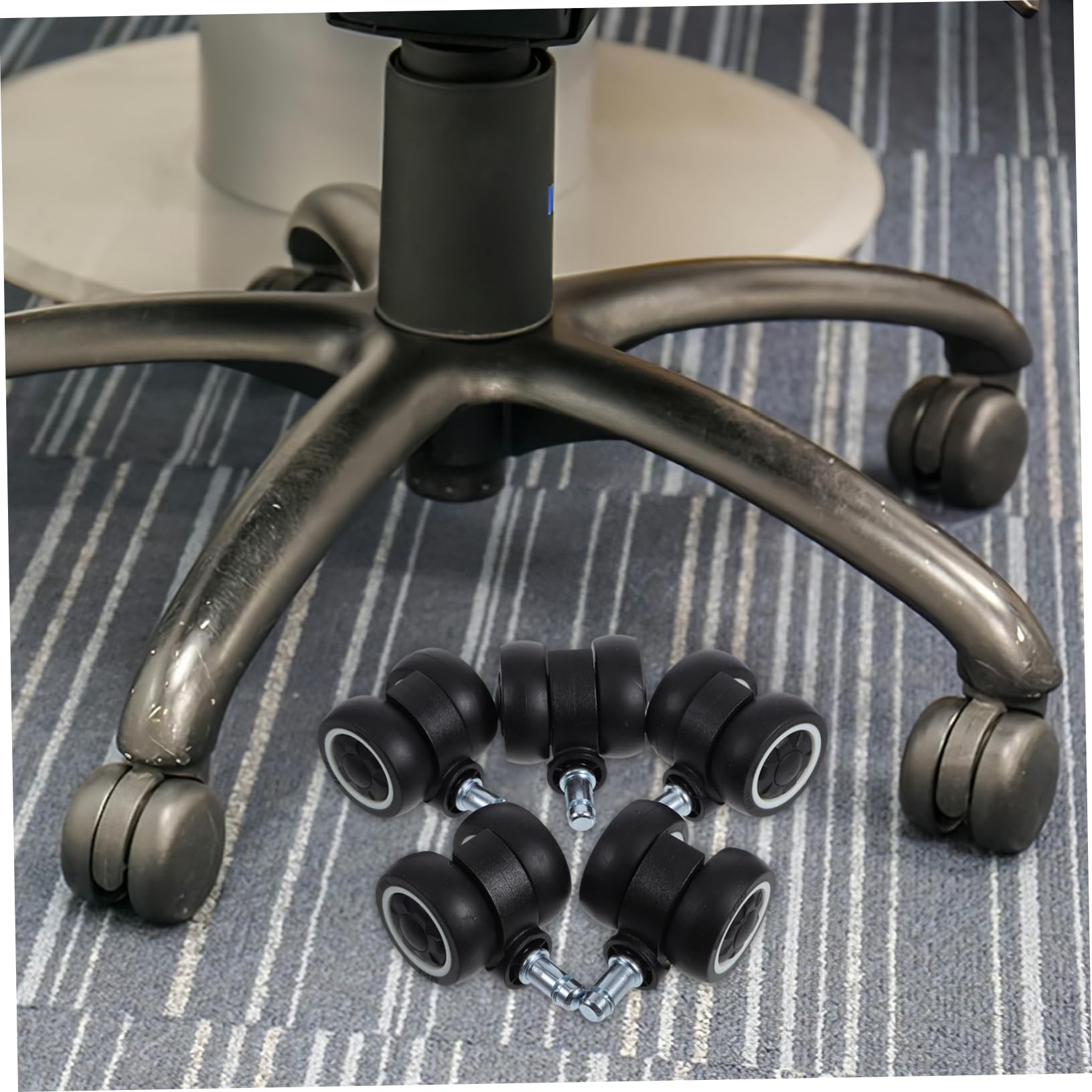 PartyKindom 5 Ruedas Giratorias Tpr para Sillas de Oficina y Gaming, Silenciosas, Doble Cojinete, Fácil Instalación y Resistentes para Muebles y Suelos de Baldosas
