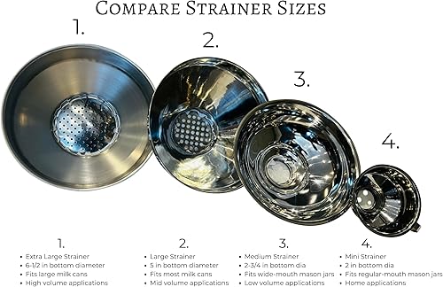 Miniatura 7 de Colador extra grande de acero inoxidable de alta calidad para leche, jarabe de arce o bebidas (filtro combinado)