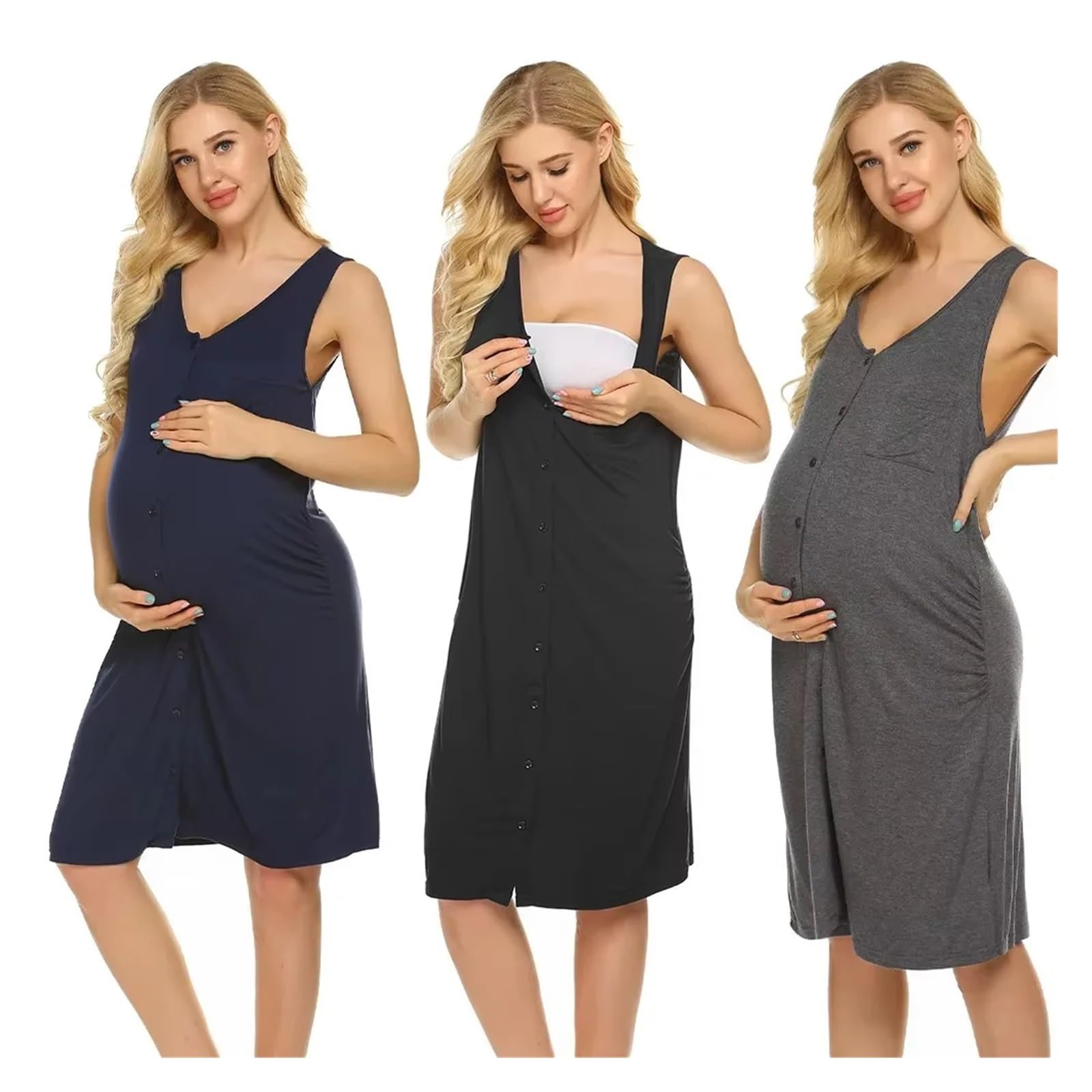 Camicia da Notte Donna Pigiama for Gravidanza e Allattamento, Pigiama Premaman, Camicia da Notte for Allattamento, Abito
