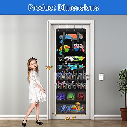 Miniatura 4 de Organizador de puerta colgante con bolsillos transparentes, múltiples compartimentos para juguetes, animales de peluche y Lego para niños,