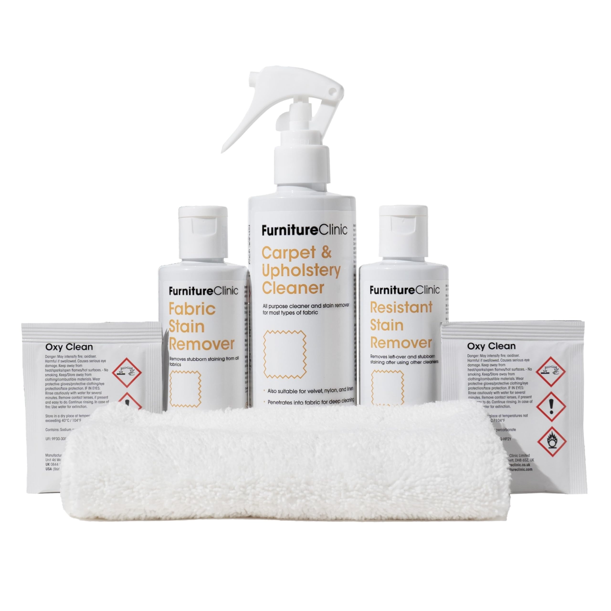 Furniture Clinic Carpet & Upholstery Stain Removal Kit - Complete Kit to Remove All Types of Stubborn Staining from Any Fabric - Removes Fresh and Dried-In Stains