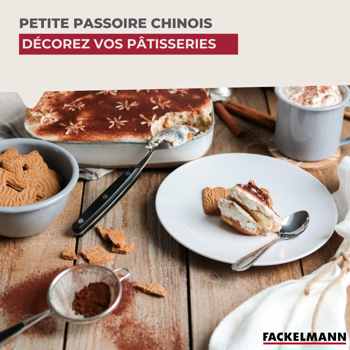 Fackelmann Petite passoire Chinois Tamis de Cuisine Acier Inoxydable Noir 7 cm