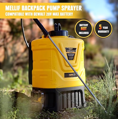 Miniatura 2 de Mellif - Pulverizador de jardín inalámbrico de 4 galones para batería Dewalt de 20 V MAX, pulverizador eléctrico de bomba de mochila con varita