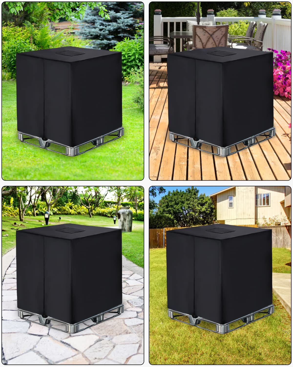 Bâche Protection Cuve IBC 1000L Anti-UV 420D 120x100x116cm Noir
