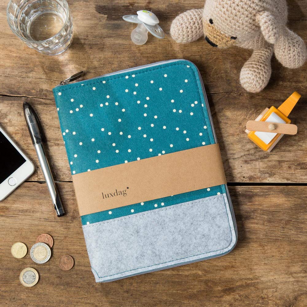 Organizer Per Libretto Maternità In Feltro A5 'Prato Fiore' Grigio | Custodia Con Zip Per Passaporto Della Mamma E Documenti U | Regalo Nascita Originale - 2
