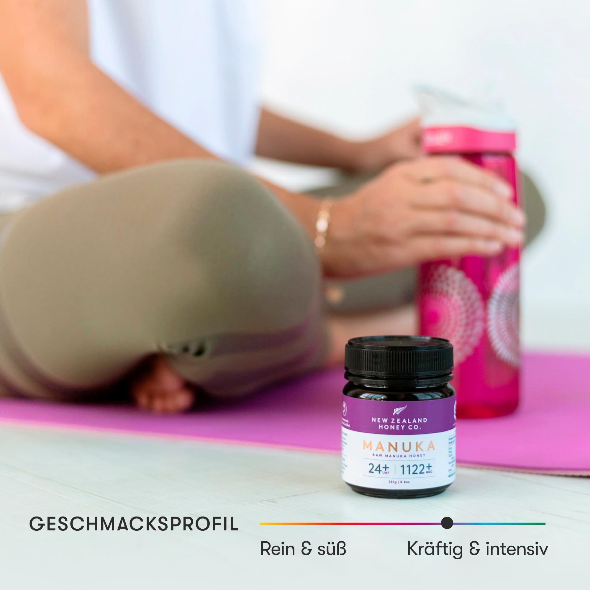 New Zealand Honey Co. Manuka Honig MGO 1122+ / UMF 24+ | Aktiv und Roh - Hergestellt in Neuseeland - Zertifiziertem Methylglyoxal Gehalt - 250g - Raw Honey - Rohhonig
