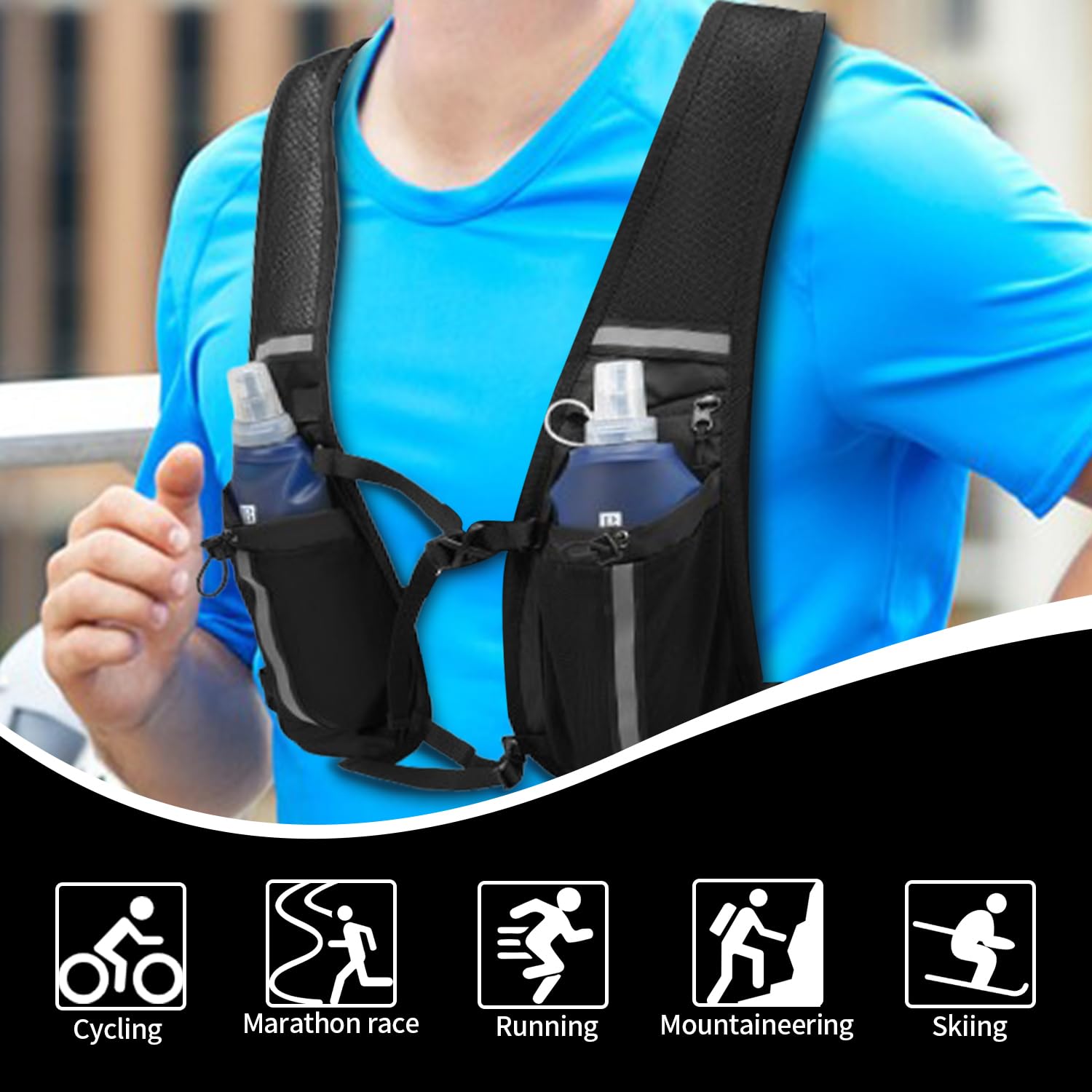 Sac à dos d'hydratation avec poche d'hydratation | Gilet de course pour homme et femme | Sac à dos de course à dos d'hydratation | Sac à dos de vélo, jogging, trail running