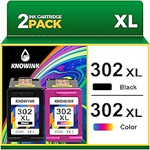 KNOWINK 302XL Encre Compatible avec Cartouche HP 302 XL Noir et Couleur d'encre Multipack pour HP Envy 4520 4525 deskjet 3639 3630 Officejet 3831 Cartouche Imprimante deskjet 3636(2-Pack)
