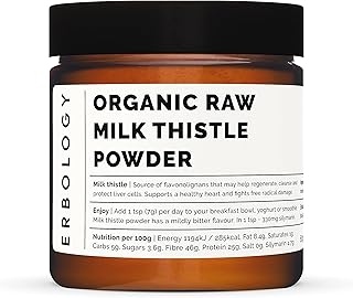 100% Organic Milk Thistle Powder 60g - Cold-Pressed from 100% Milk Thistle Seeds - Rich in Silymarin - Cleanse and Detox - Straight from Farm - Raw Vegan - Non-GMO - Recyclable Glass Jar