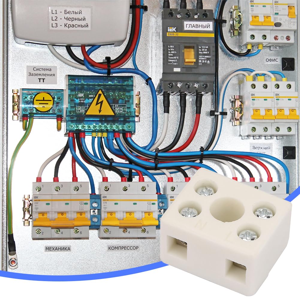Joyzan Morsettiere in Ceramica Porcellana, 5pcs Morsetti Elettrici 250V 10A Morsettiera Elettrica 2 Posizioni Connettore Cablaggio Fori Filo Isolatori Resistente Temperatura Isolamento Morsetto Cavo