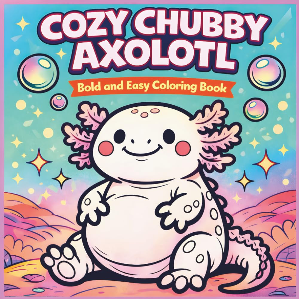 Cozy Chubby Axolotl: Bold and Easy Coloring Pages of a Cute Axolotl Character in Cozy Everyday Life and Gentle Underwater Adventures (Bold and Easy Coloring Collection)