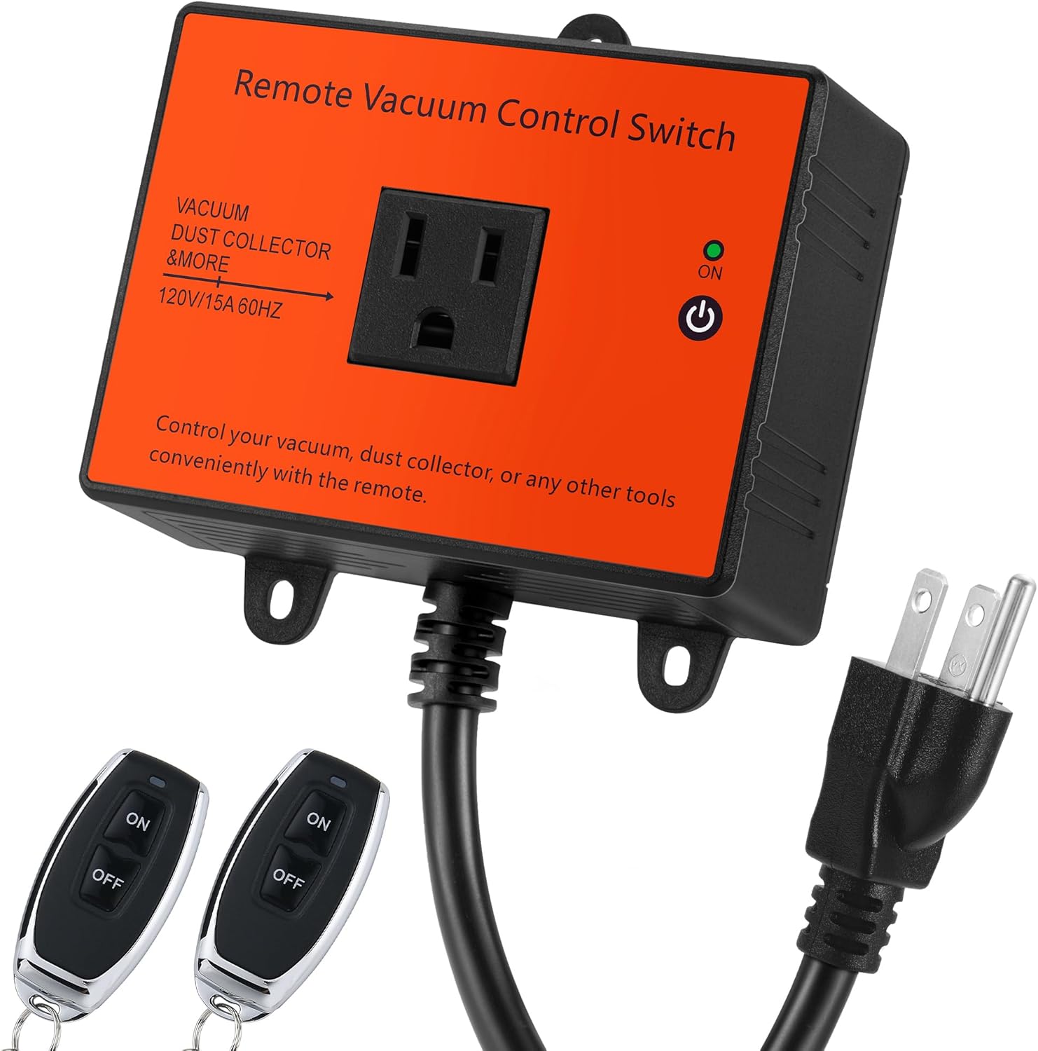 120V Automatic Vacuum Switch with Remote, Wireless Remote Switch for Dust Collector, Save Your Time, Keep Your Workplace Clean (Battery Included)