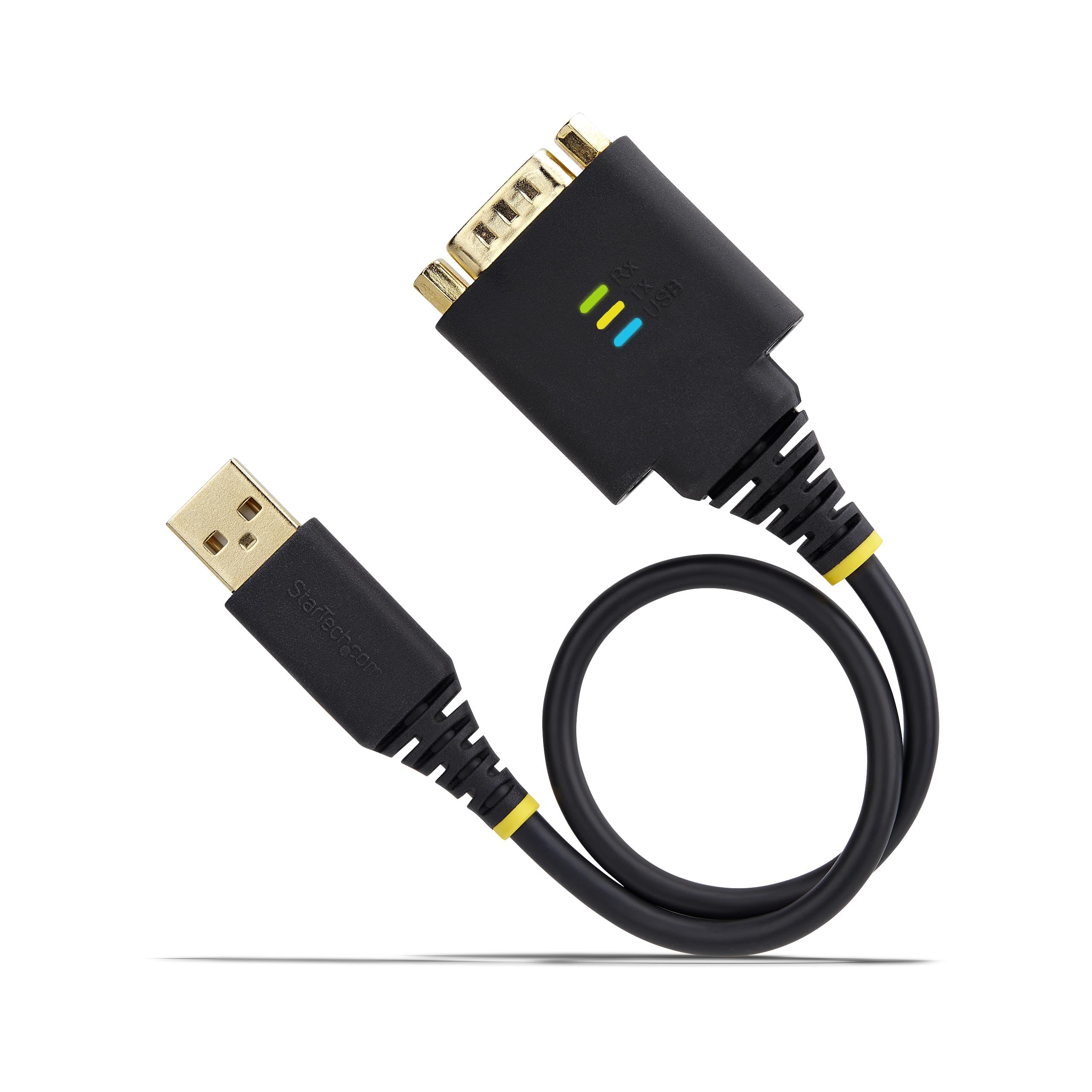 StarTech 30cm USB Seriell Kabel, USB-A auf DB9, FTDI (1P1FFC-USB-SERIAL) | RS232, COM Retention, LED, wechselbare DB9 Schrauben und Muttern, 921, 6 Kbps, ESD-Schutz
