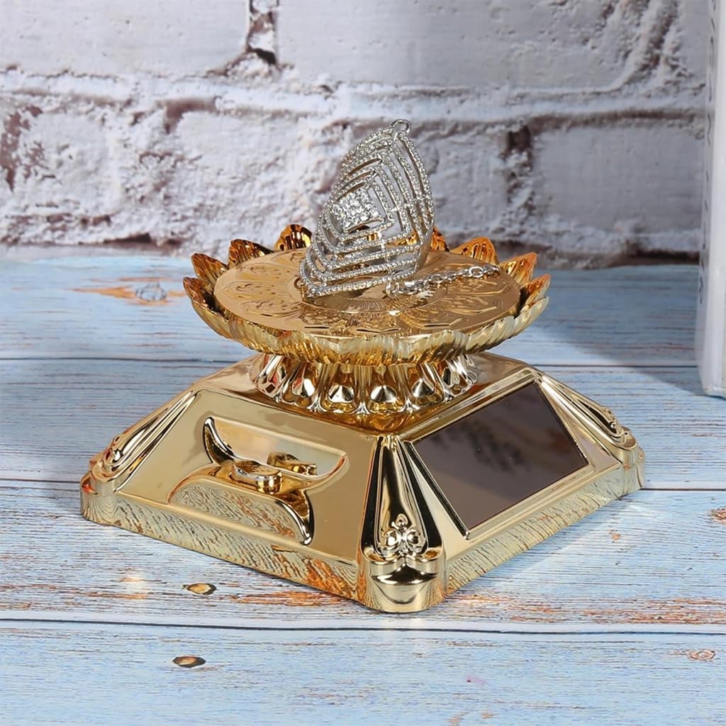 Solar Jewelry Turntable 360 Rotating Display Tray with Built in LED Light