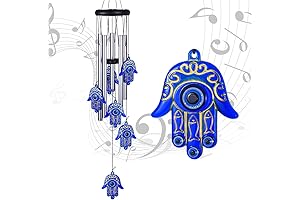 Enchanting Blue Evil Eye Wind Chimes: A Protective Talisman for Outdoor Serenity