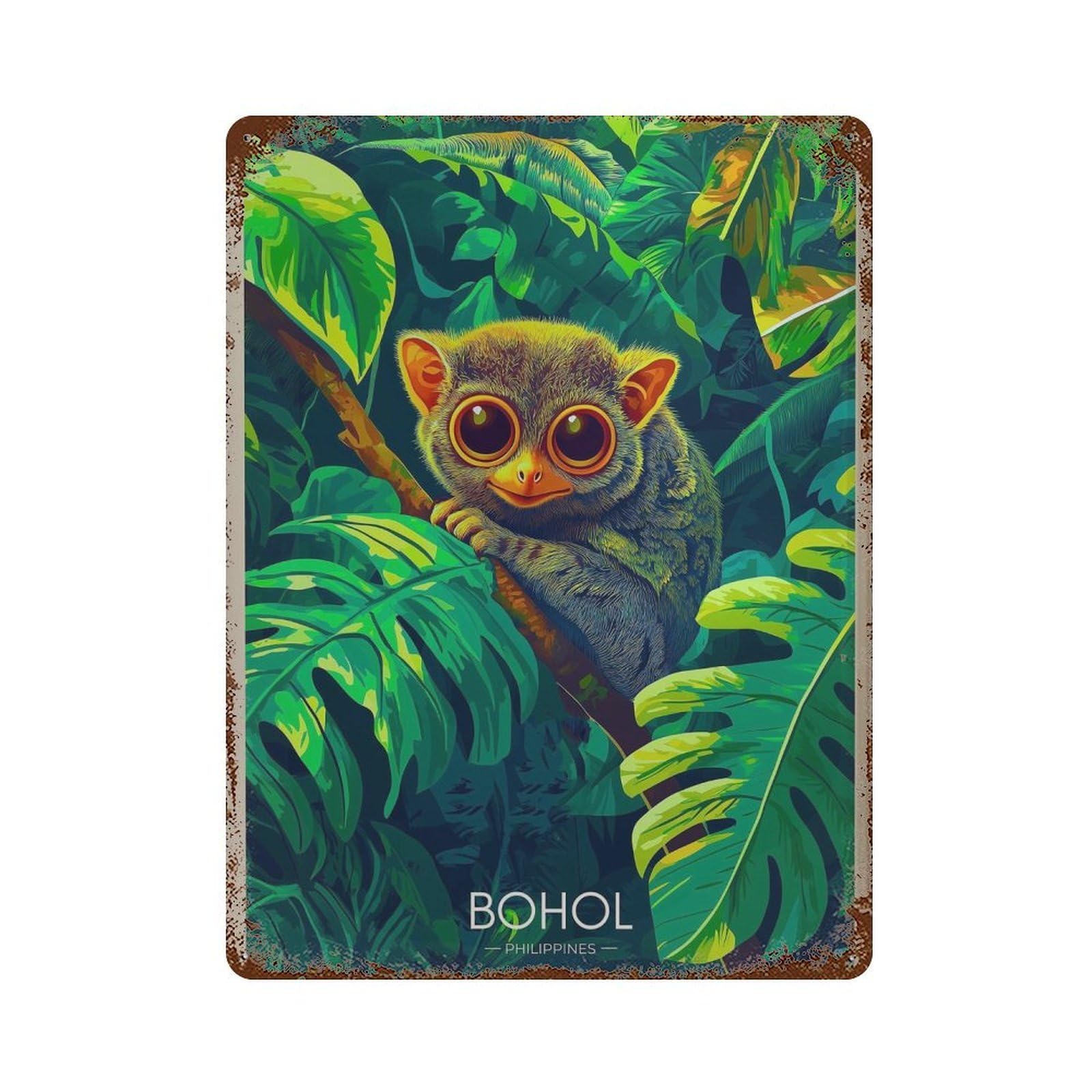 xiaoxiaoshen Bohol Philippines Travel Tarsier Wall Decor Art Metal Tin Poster Modern Home Decor Art Home Bar Shop Decorations Vintage Sign 40x30cm