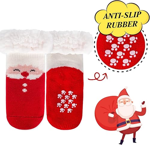 Miniatura 3 de FENELY 3 Pares de Calcetines de Pantuflas para Niños y Niñas, Cálidos de Invierno, Forrados de Sherpa, Suaves, Afelpados, Antideslizantes