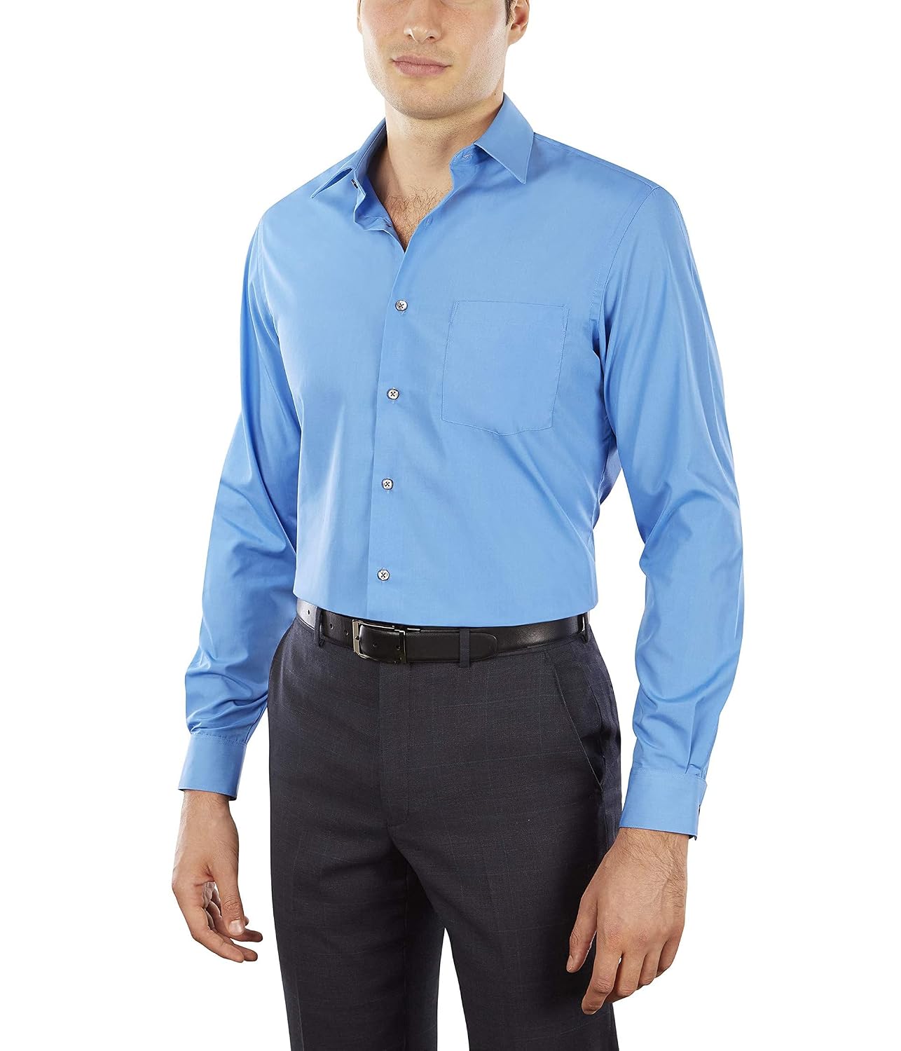 Van Heusen Men's Big and Tall Poplin Fitted Solid Point Collar Dress