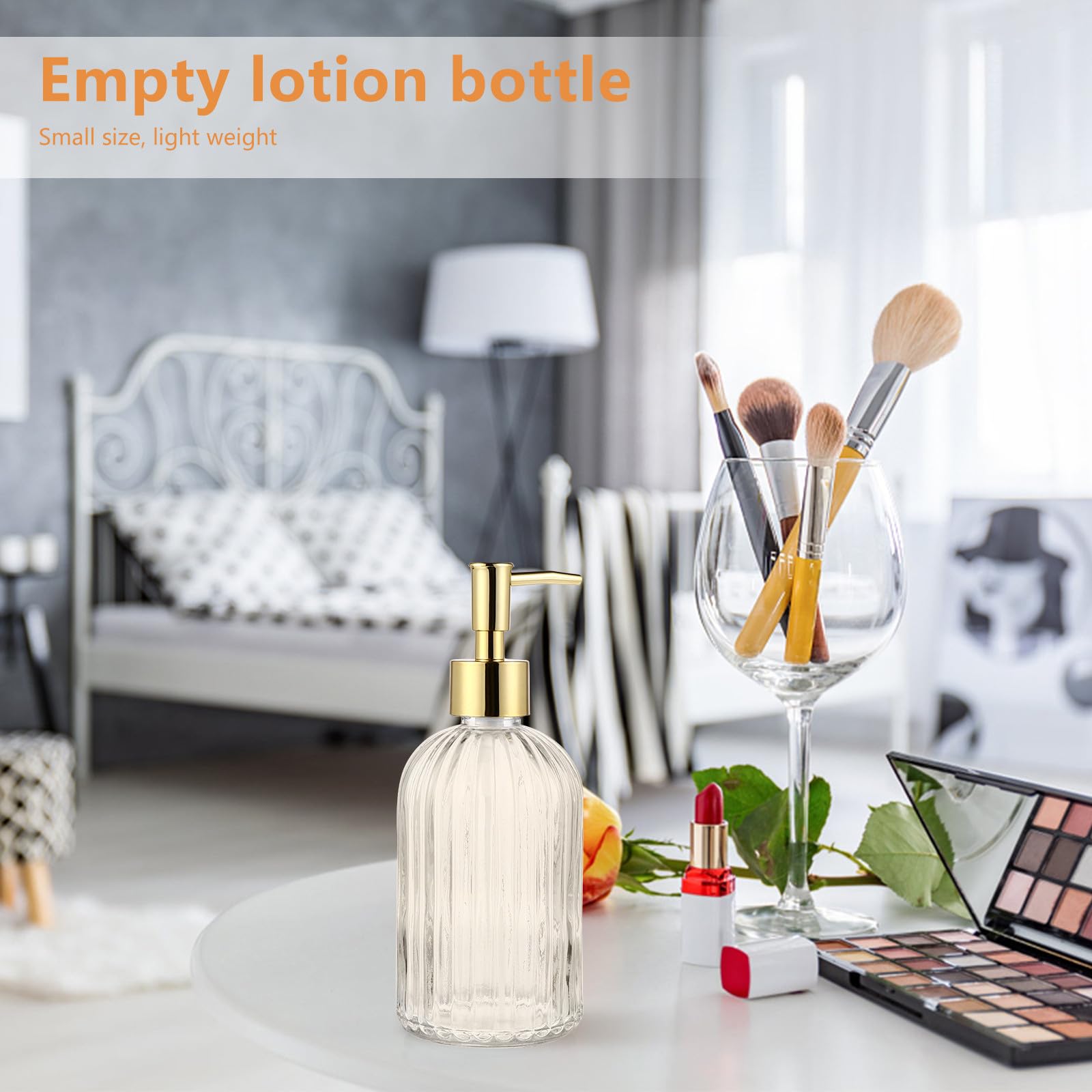 Botellas Dispensadoras de Loción y Champú 400ml 2piezas Bomba de Plástico y Vidrio para Uso en Casa Diseño Simple y Compacto