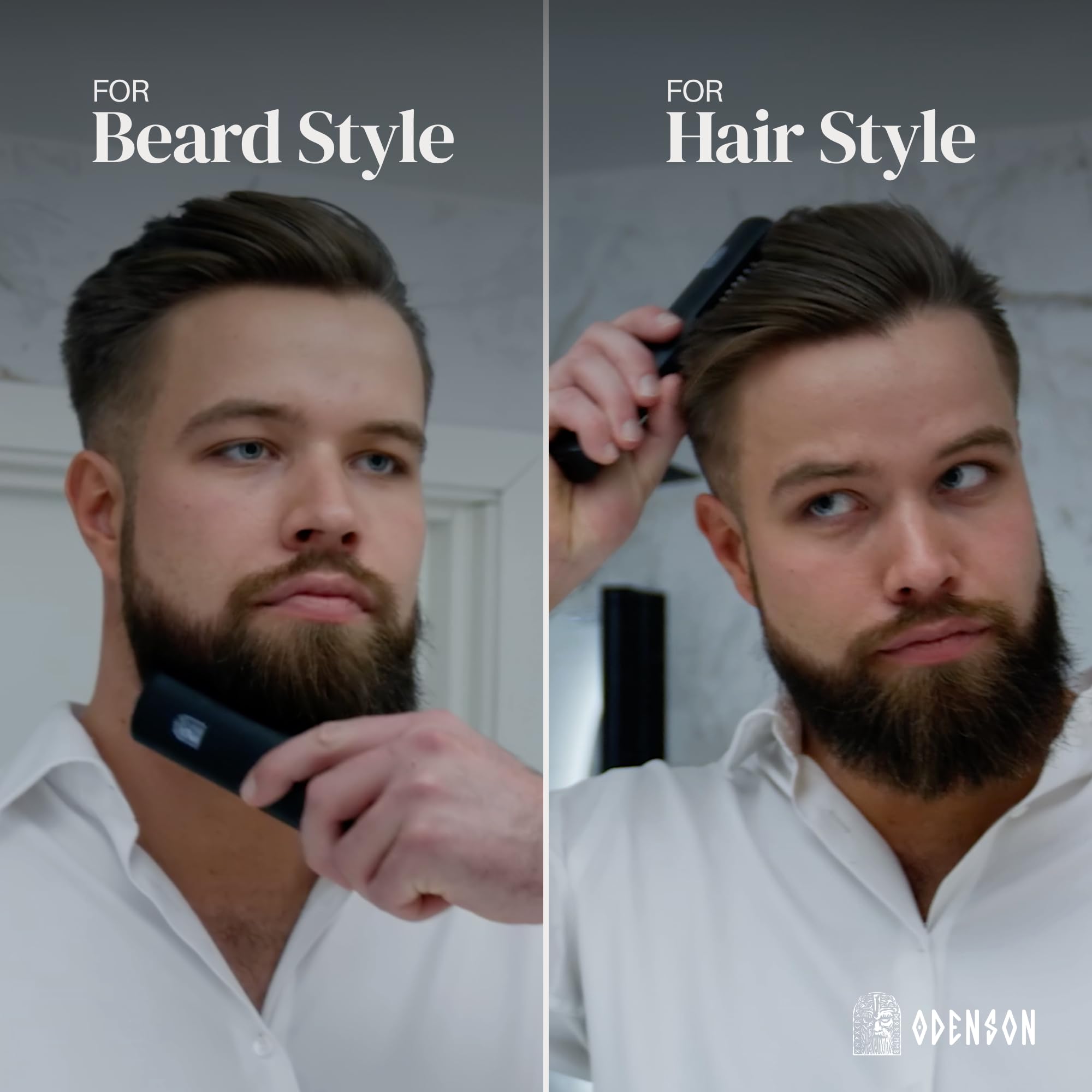 Odenson Beard Forger - Strumento definitivo, spazzola e piastra riscaldata a batteria per barba e capelli, pettine riscaldato per lo styling e la cura della barba