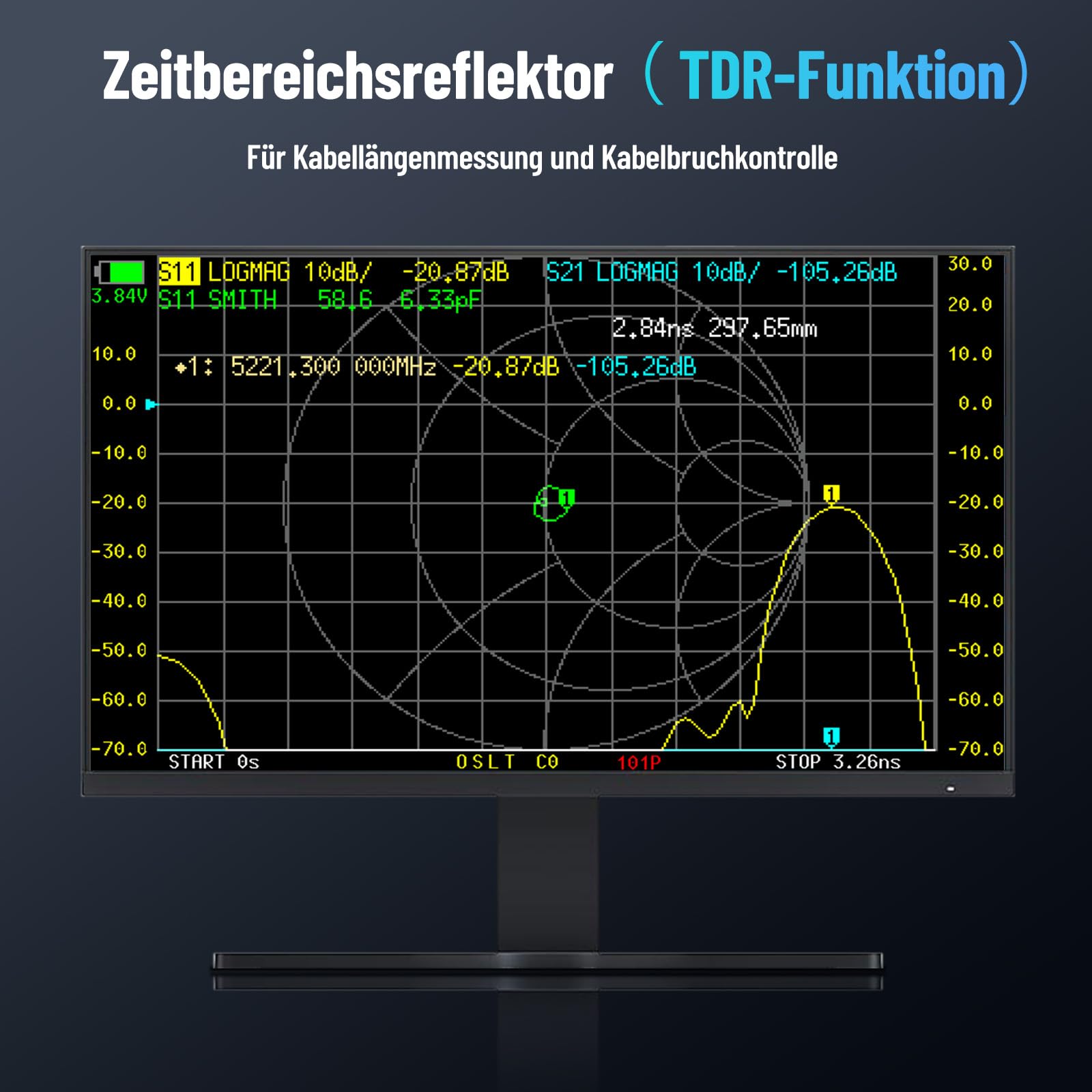 Seesii NanoVNA-F V3 Antennenanalysator, Aufgerüsteter Vektor-Netzwerk-Analysator 1MHz-6GHz 4,3 Zoll HF VHF UHF VNA Für S-Parameter Spannung SWR Phase Delay, Smith Chart