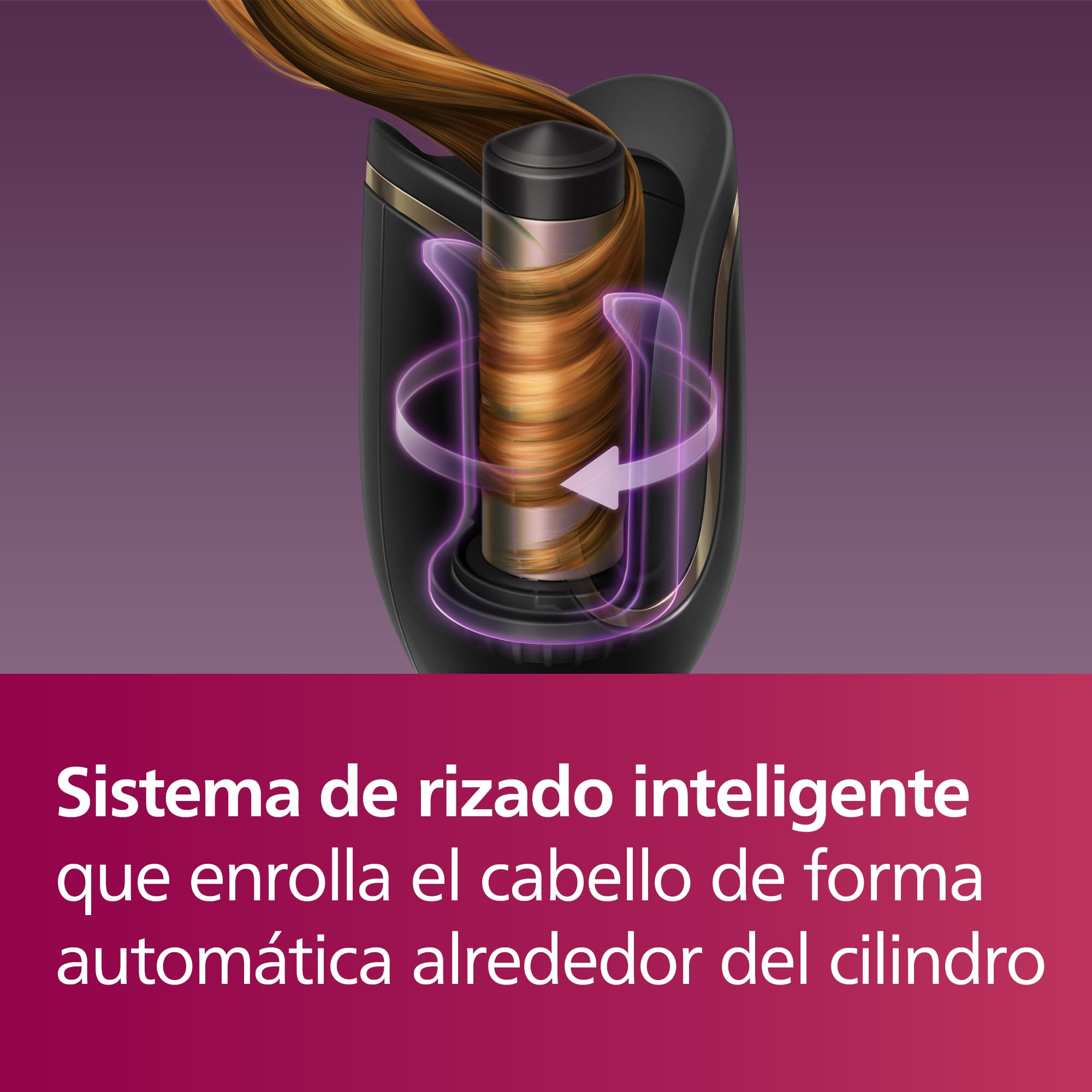 Philips Rizador de Pelo Automatico, con Tecnologia Moisture Protect, Iones, Placas Ceramicas con Keratina, 27 opciones de rizado, BHB876/00, Negro