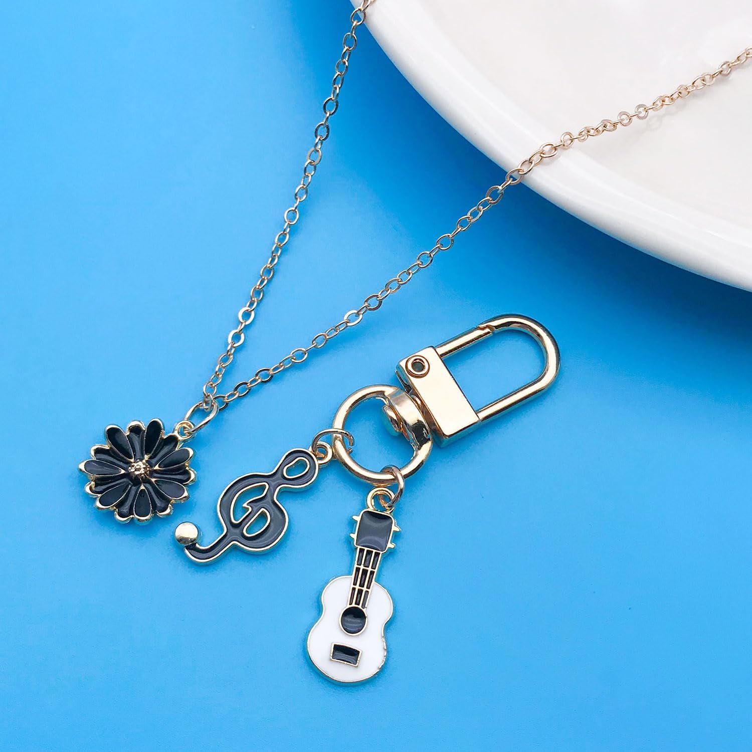 Youdiyla 60pcs Alloy enamel black series flower heart set Pendant Jewelry Making DIY Keychain Earrings Pendant Various Design Charms for Jewelry Making Bracelets Necklace(SN994) - Image 6