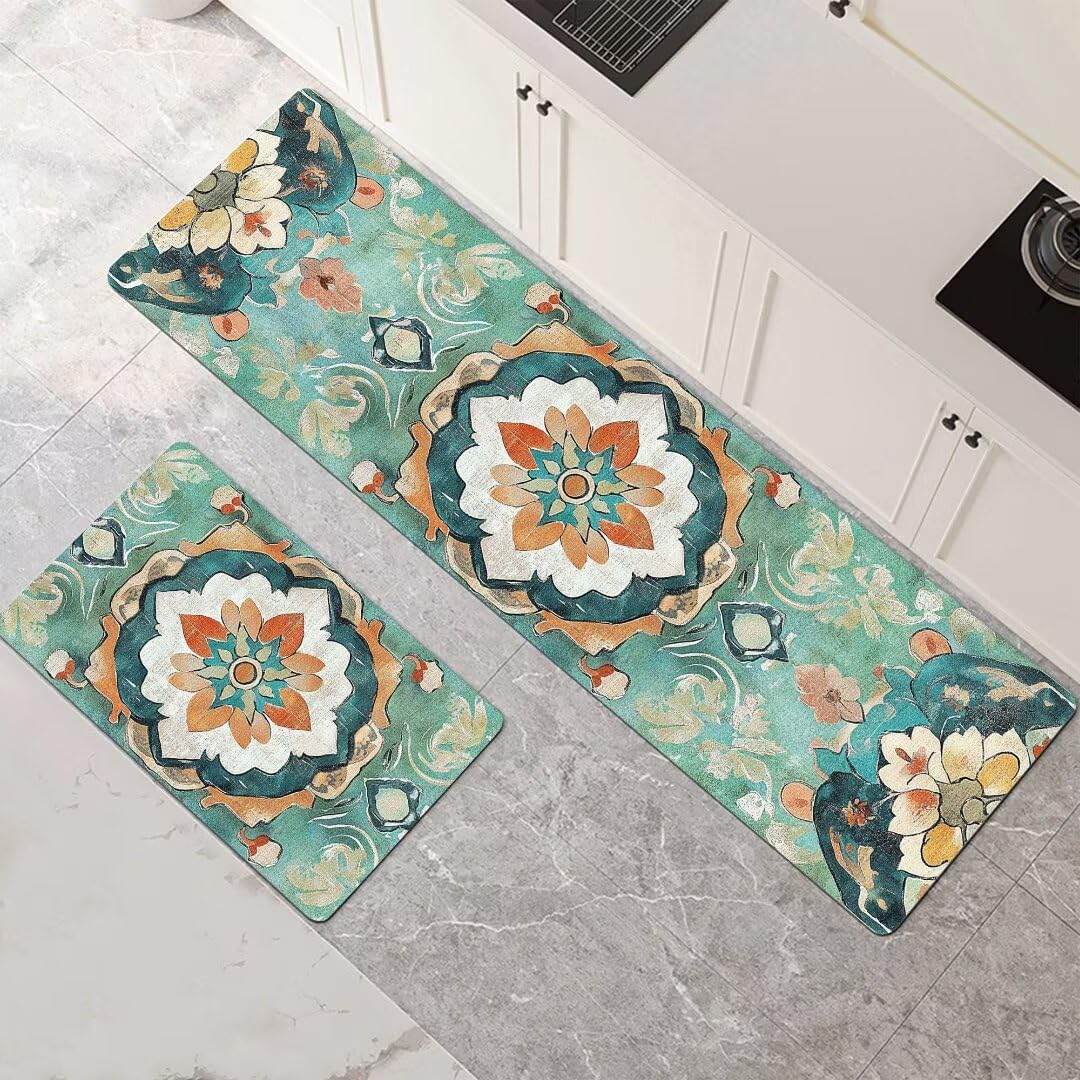 Alfombras de cocina mandala en pack de 2 piezas de 50x80 y 50x150 cm