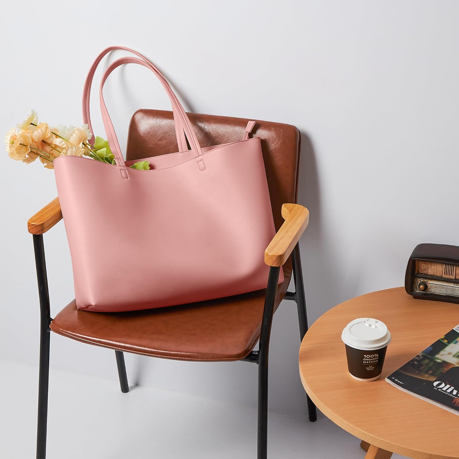 KALIDI Tote Bag Zipper Shoulder Bag Faux Leather Purses Satchel for Women Casual Handbag Work Dating College - Image 4