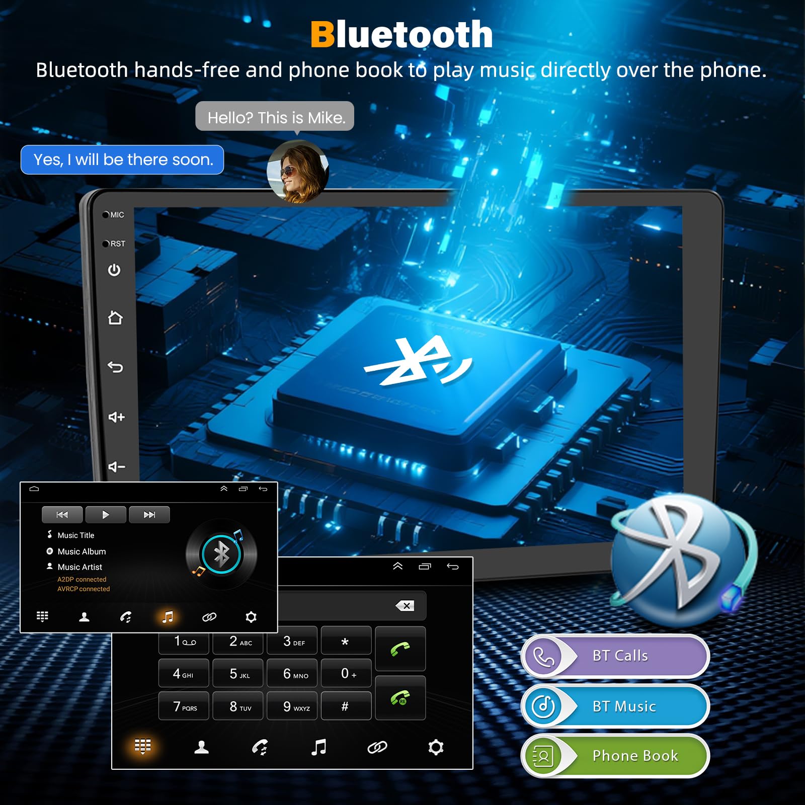Carplay wyświetlacz do Car Play i Android Auto, 9-calowy ekran dotykowy radio samochodowe z Bluetooth, WLAN, FM/RDS, SWC, nawigacja GPS do TT MK2 2006-2014