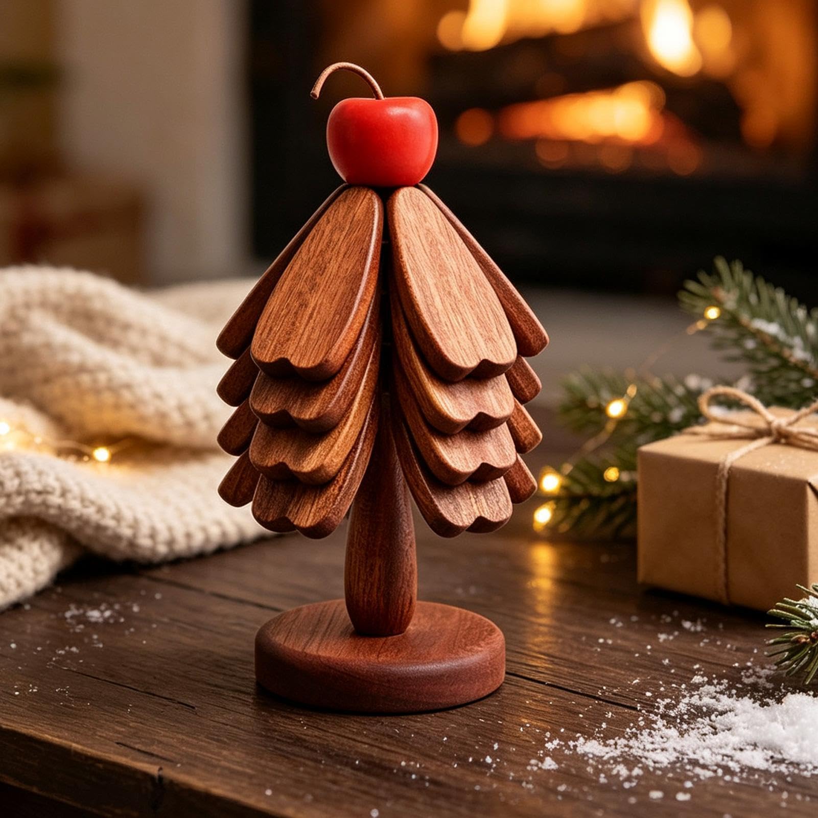 Ensemble Dessous De Plat en Bois Forme Sapin Résistant À La Chaleur pour