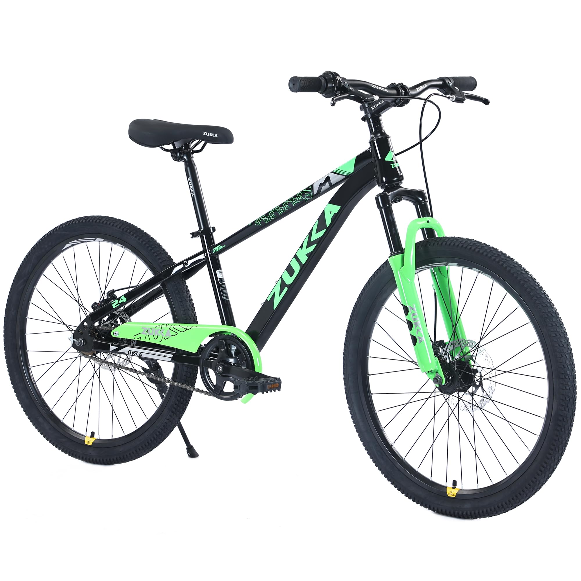 MEGHNA Kids Mountain Bike 24inch Wheels MTB with Suspension Front Fork Dual Disc Brakes Single Speed Mountain Bike for 9-12 Year Old Kids Boys Girls Youth, Black