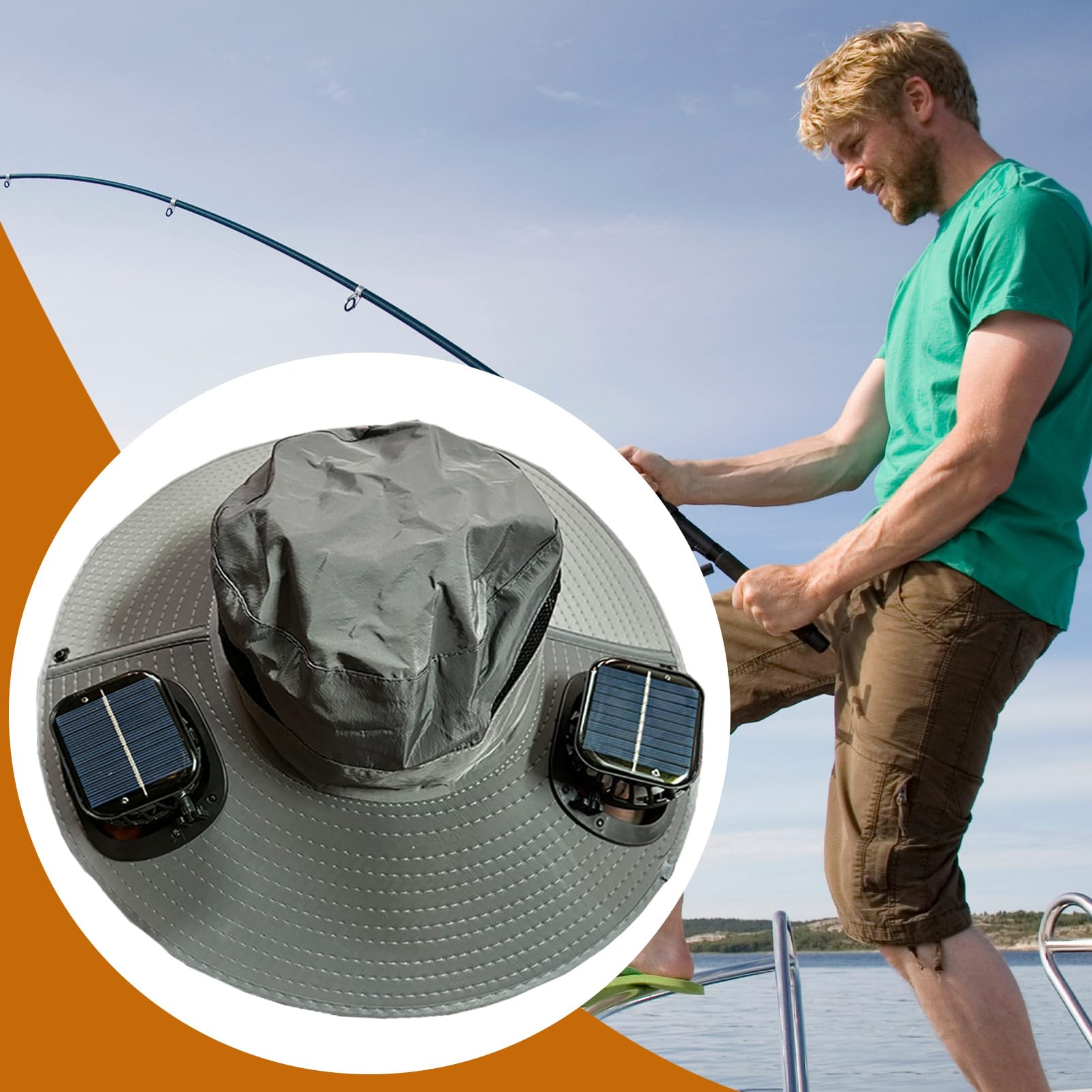 Cappello con ventilatore solare - Cappello solare a tesa larga con ventilatore incorporato - Cappellini leggeri con protezione UV per viaggi attività all'aria aperta Golf campeggio giardinaggio