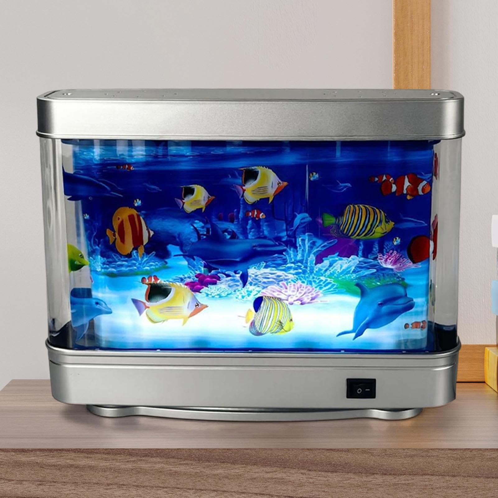 Acquario di pesci finti | Acquario artificiale con pesci in movimento, decorazione realistica, luce luminosa silenziosa per la camera dei bambini dei bambini notte compleanno