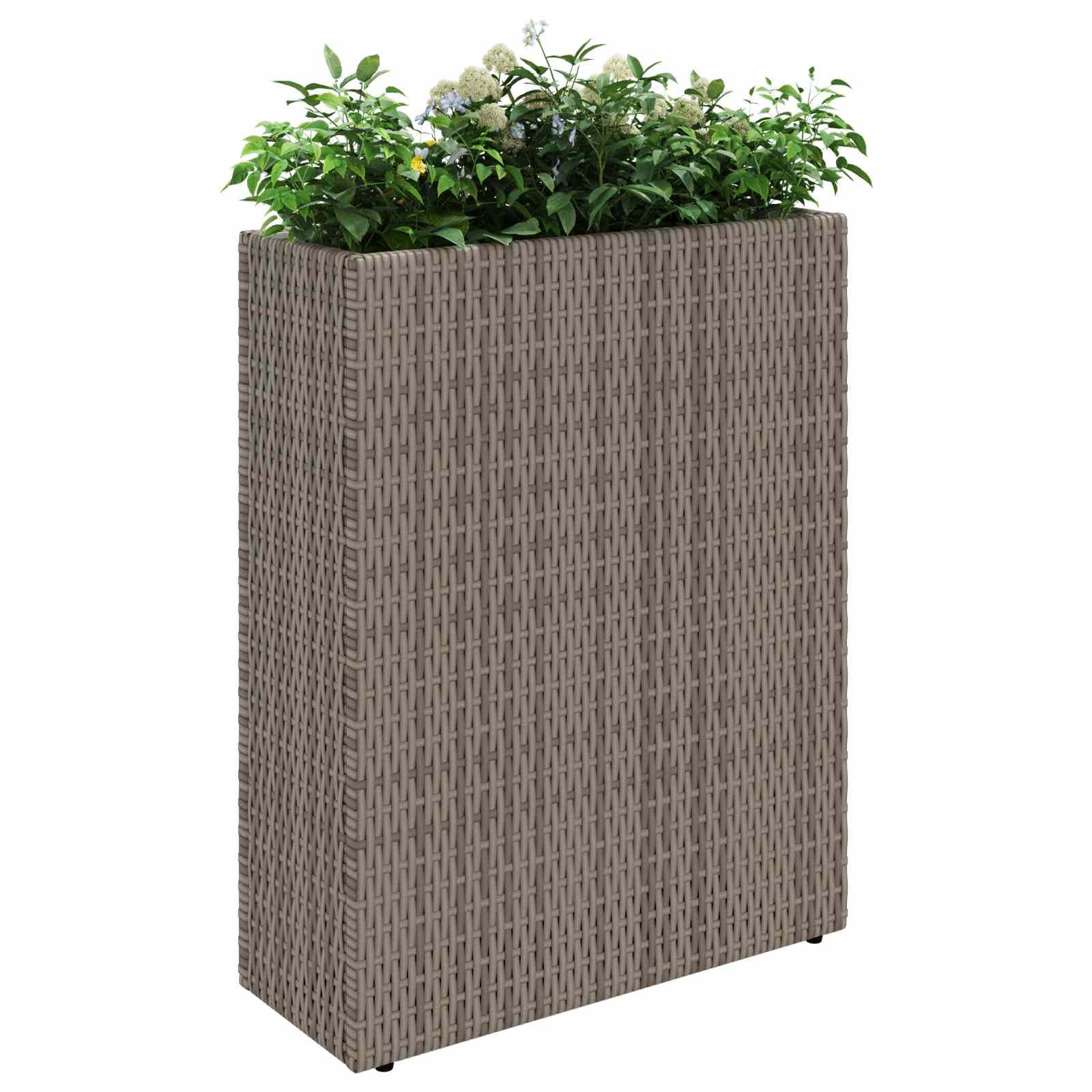 vidaXL Wysoka doniczka 55 x 22 x 70 cm, tak, stylowy, rozszerzony, prostokątny pojemnik na rośliny, odporny na warunki atmosferyczne, rattanowy stojak ogrodowy, elegancka dekoracja na kwiaty